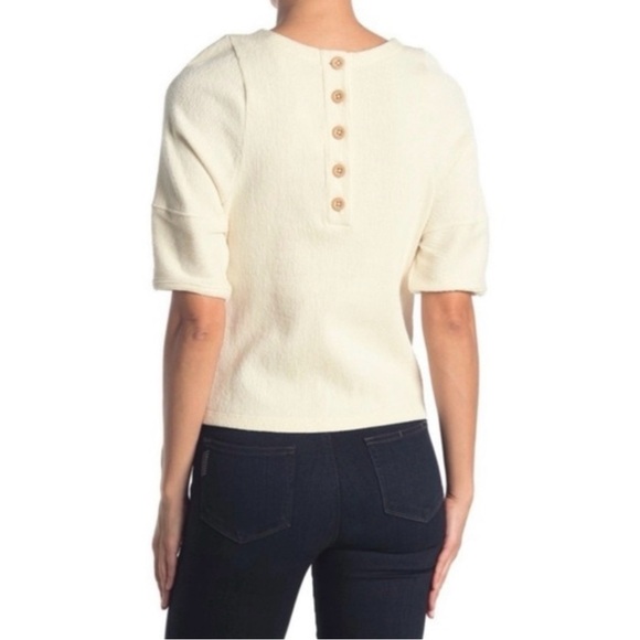 Madewell Tops - MADEWELL | Blouse Ottoman Jacquard Button-Back Short Sleeve Top Cream size s